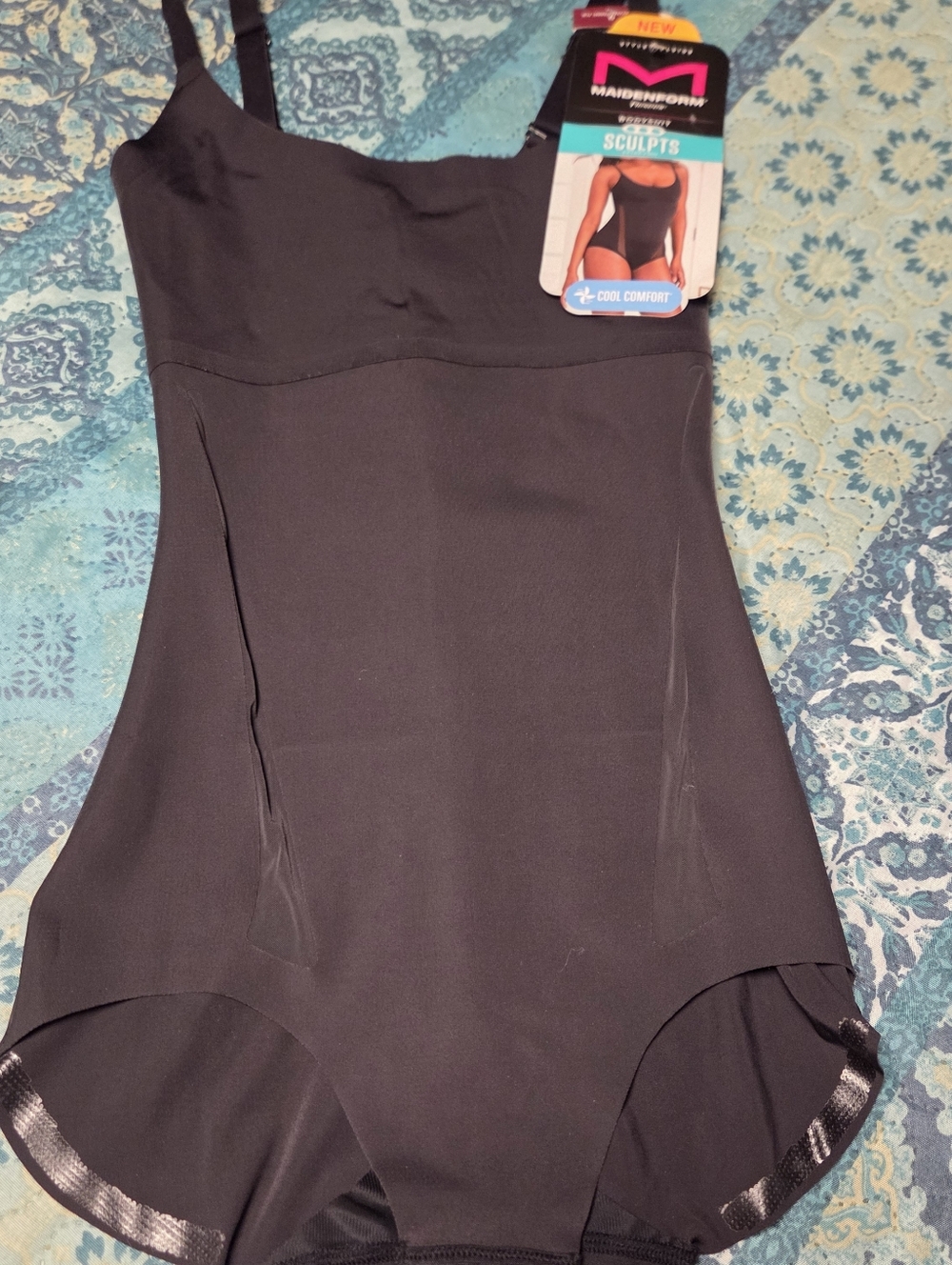 New Maidenform Black Sculpting Bodysuit with Adjustable Straps